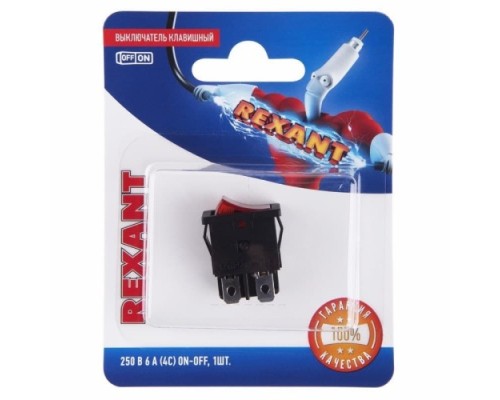 Переключатель REXANT 06-0300-A Выключатель клавишный 250V 6A (4с) ON-OFF красный Переключатель REXANT 06-0300-A Выключатель клавишный 250V 6A (4с) ON-OFF красный