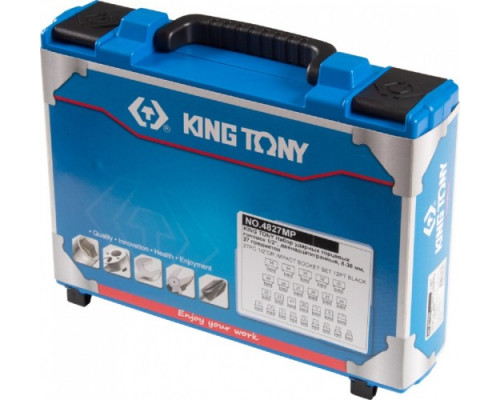 Набор ударных головок 1/2" KING TONY 4827MP, 12-гранные, 8-36 мм, 27 предметов