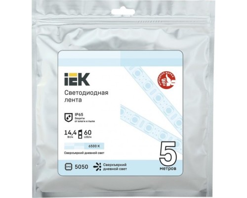 Лента светодиодная IEK LSR-5050W60 14.4w 12В IP65 (5 м) [LSR2-2-060-65-3-05]