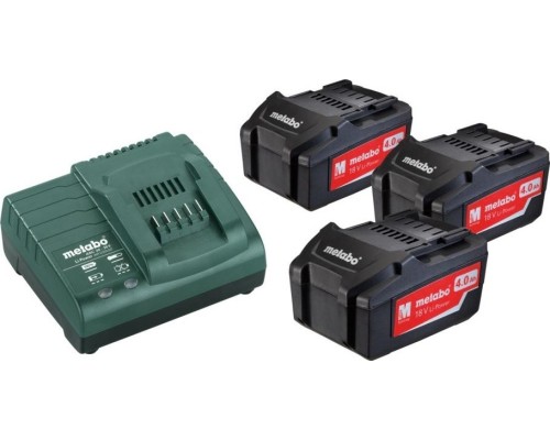 Набор аккумуляторов и зарядное устройство METABO 18V Basic-Set 4,0 3х4.0 Ач [685049000]
