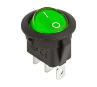 Выключатель клавишный круглый REXANT 12V 20А (3с) ON-OFF ( уп.10 штук ) зеленый с подсветкой (RWB-214) 36-2588