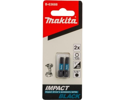 Бита для заворачивания MAKITA B-63688 Impact Black T25, 25 мм, C-form, 2 шт.