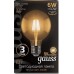 Лампа светодиодная филаментная GAUSS G95 filament g95 6w 550lm 2400к е27 golden led [105802006]