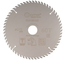 Пильный диск по дереву Cutop Profi plus 60Т, 210х1,5/2,2х32/30/25,4/20 мм с тефлоновым пок 75-21060Т