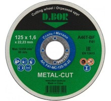 Отрезной круг по металлу D.BOR 125x1,6x22,2 мм A60T-BF, F41 METAL-CUT [D-F41-MC-125-16-22]