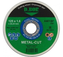 Отрезной круг по металлу D.BOR 125x1,6x22,2 мм A60T-BF, F41 METAL-CUT D-F41-MC-125-16-22
