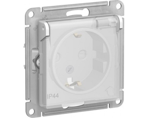 Розетка Systeme Electric AtlasDesign Aqua 1-м 16а с заземл. защ. шторки с крышкой, белая [ATN440146]
