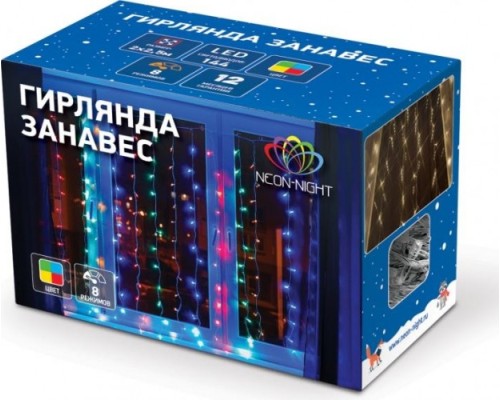 Гирлянда NEON-NIGHT ДОЖДЬ (занавес) 2,5x2 м 300 LED мультиколор [235-059]