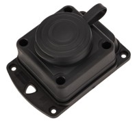 Розетка Proconnect 111-111-4 каучуковая 1 гнездо с крышкой черная, с/з 16А