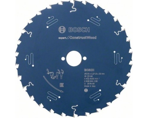 Пильный диск по дереву BOSCH 230х30х30 мм Expert for Construct Wood [2608644338]