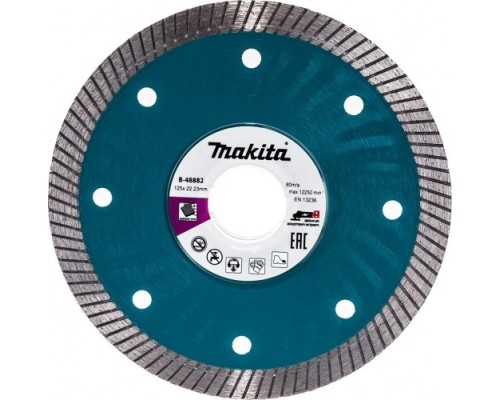 Алмазный диск для резки бетона MAKITA B-48882 сплошной рифленый 125x22,23 (для акк. инструмента)