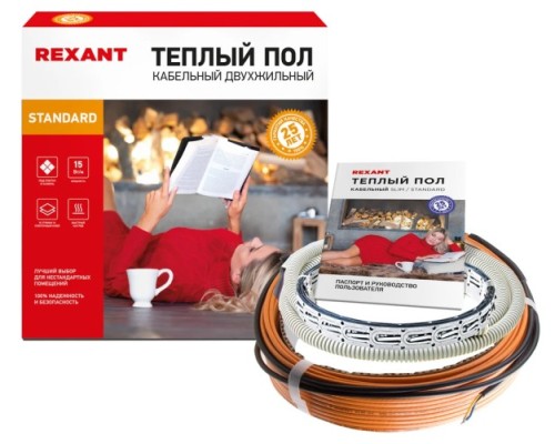 Нагревательный кабель REXANT Standard RND -80-1200 (в стяжку) двухжильный 51-0518-3