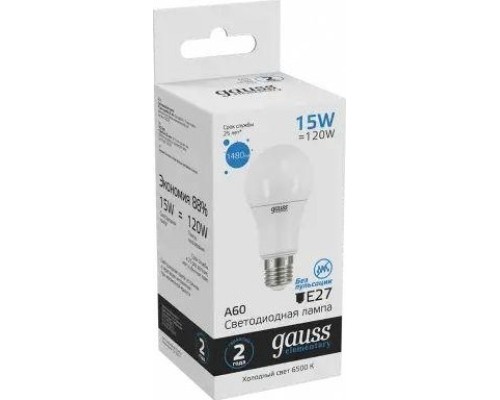 Лампа светодиодная GAUSS A60 elementary a60 15w 1480lm 6500k e27 led [23235]