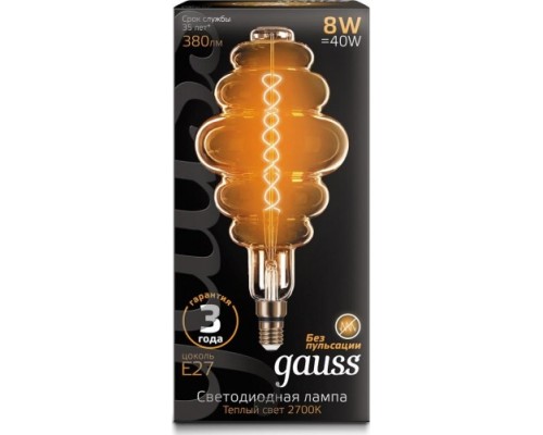 Лампа светодиодная GAUSS Honeycomb filament 8w 380lm 2700к е27 gray flexible led [159802008]