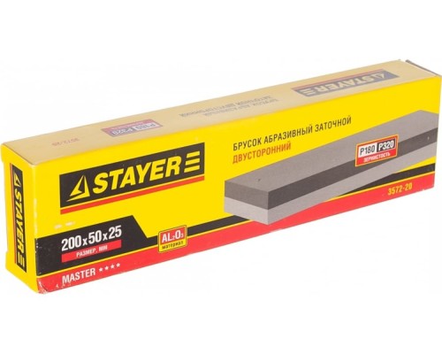 Брусок абразивный STAYER 3572-20 200 мм, двухсторонний Брусок абразивный STAYER 3572-20 200 мм, двухсторонний