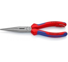 Круглогубцы с плоскими губками и режущими кромками KNIPEX 2612200T 200 мм со страховочным креплением [KN-2612200T]