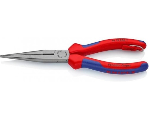 Круглогубцы с плоскими губками и режущими кромками KNIPEX 2612200T 200 мм со страховочным креплением [KN-2612200T]