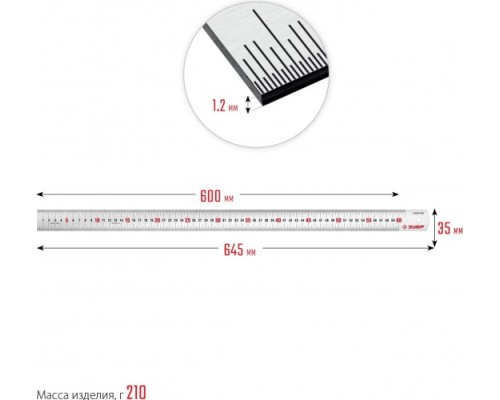 Линейка металлическая ЗУБР 34280-060 усиленная нержавеющая про-60, 0,60 м