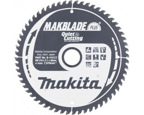 Пильный диск по дереву MAKITA 216x30x1.6x60T для makblade plus [B-44622]