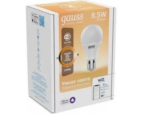 Лампа светодиодная GAUSS Smart home a60 8,5w 806lm 2700к e27 диммируемая led [1050112]