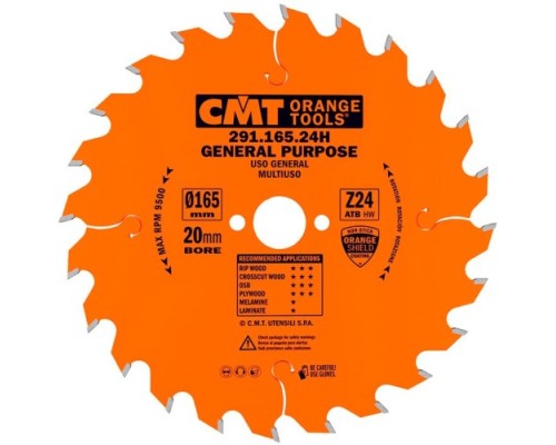 Пильный диск по дереву СМТ 165X20X2,2/1,615°15°ATBZ=24 [291.165.24H]