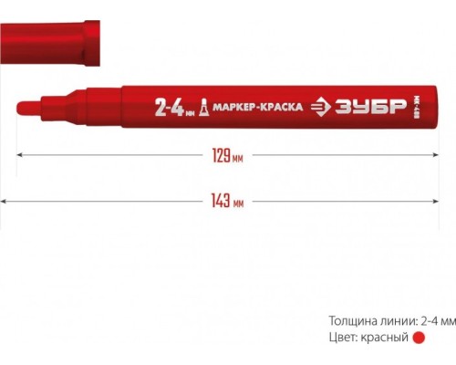 Маркер-краска ЗУБР МК-750 красный круглый наконечник [06325-3]