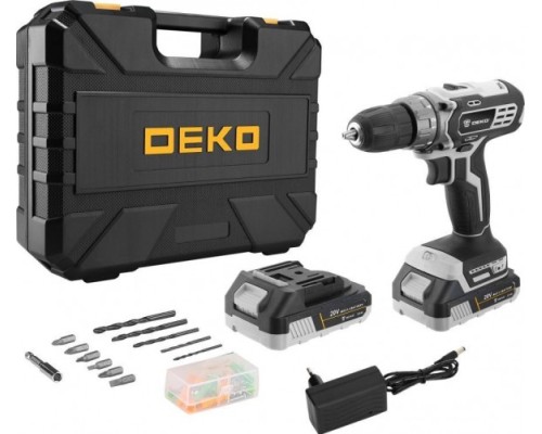 Дрель-шуруповерт аккумуляторная DEKO DKCD20 Black Edition set 3 в кейсе + набор 63 пр. [063-4050]