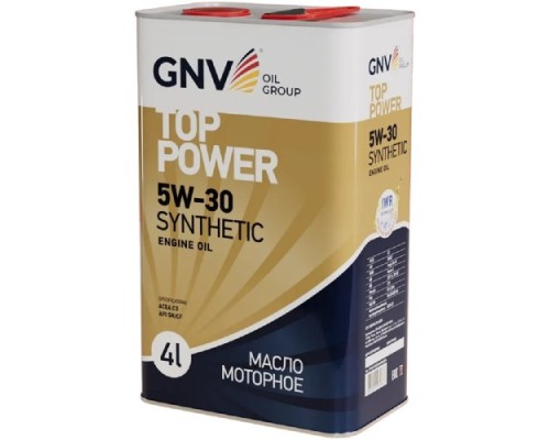 Масло моторное GNV Top Power 5W30 Synthetic VW 504.00/507.00 4 л (металл. канистра) GTP1011872020010530004