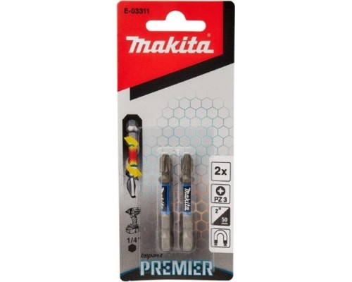 Бита для заворачивания MAKITA E-03311 Impact Premier PZ3, 50 мм, E-form (MZ), 2 шт.