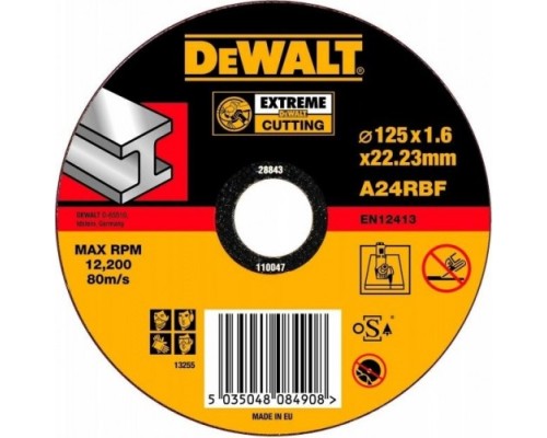 Отрезной круг по металлу DeWALT 125х1.6x22.2 мм DT43906-XJ [DT43906-QZ]