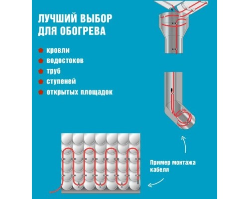 Нагревательный кабель REXANT POWER Line 30SRL-2CR саморегулирующийся на трубу 4м/120Вт [51-0651]