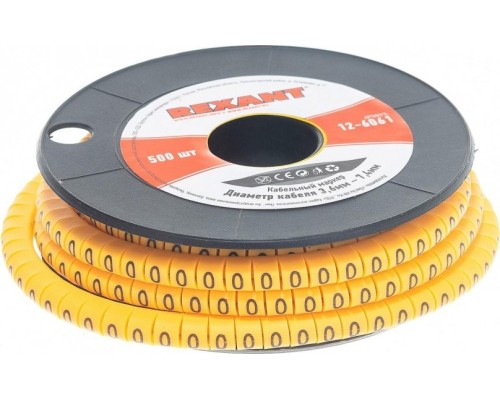 Маркер REXANT EC-2, 12-6061 на кабель, ? 3,6...7,4 мм, цифры 0-9, комплект 10 [12-6061]