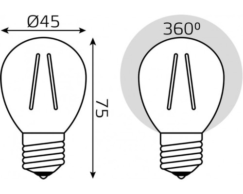 Лампа светодиодная GAUSS Basic Filament Шар 5,5W 530lm 4100К Е27 LED (3 лампы в упаковке) [1051226T]