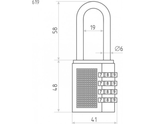 Замок навесной кодовый НОРА-М 619 для чемодана 