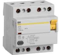 Выключатель дифференциальный (УЗО) IEK ВД1-63 4п 40а 30ма тип ac MDV10-4-040-030