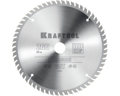 Пильный диск по дереву KRAFTOOL PRECISION 260х30мм 60т [36952-260-30]