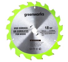 Пильный диск по дереву GREENWORKS 165x1.6x20 мм, 18T 2955807