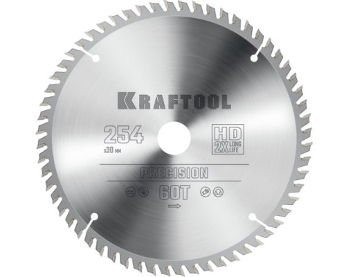 Пильный диск по дереву KRAFTOOL PRECISION 254х30мм 60т [36952-254-30]