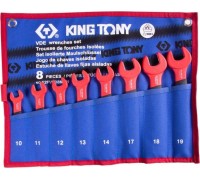 Набор рожковых диэлектрических ключей KING TONY 12FVE08MRN 10-19 мм, чехол из теторона, 8 предметов