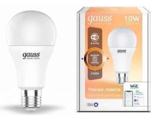 Лампа светодиодная GAUSS Smart home a60 10w 1055lm 2700к e27 диммируемая led [1070112]