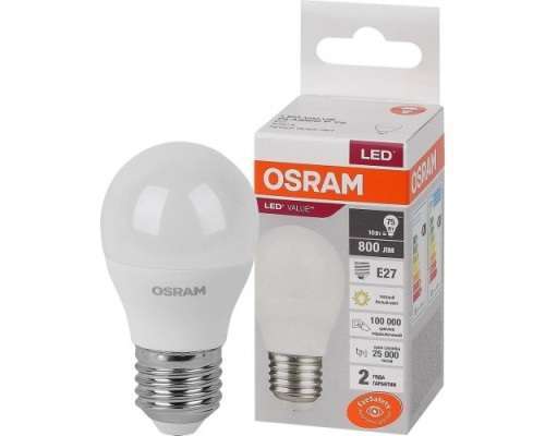 Лампа светодиодная OSRAM LED VALUE clp75 10sw/830 230v e27 10x1 [4058075579897]