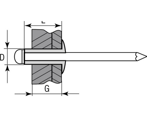 Заклепка стальная ЗУБР 6,4 х 12 (уп. 250 шт.) [31312-64-12]