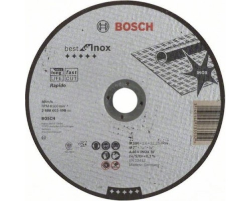 Отрезной круг по нержавеющей стали BOSCH 180х1,6х22 мм AS46TINOX-BF Best for Inox [2608603498]