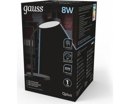 Светильник настольный GAUSS GTL503 Qplus 8w 500lm 4000k 170-265v черный диммируемый usb [GT5032]