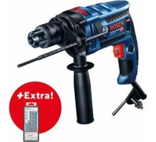 Дрель ударная сетевая BOSCH GSB 16 RE (БЗП) односкоростная 0615990L2N Картон+ набор оснастки