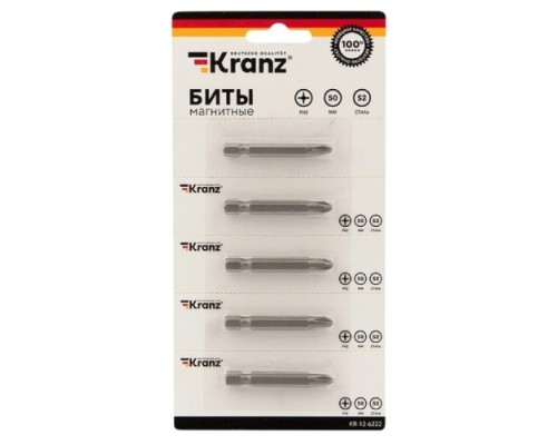 Бита для заворачивания Kranz KR-12-6222 PH 2x50 мм сталь S2 5 шт.