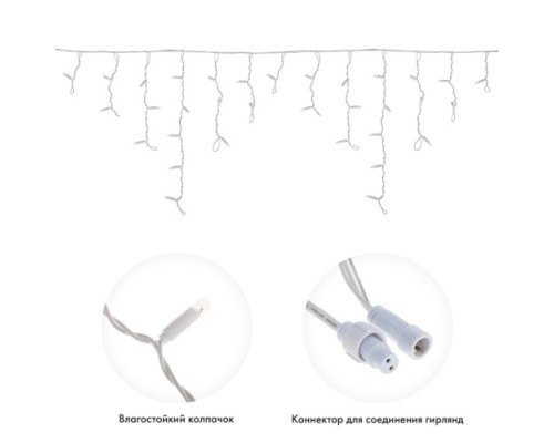 Гирлянда Neon-Night 255-025 БАХРОМА (Айсикл), 1,8х0,5м, 48 LED БЕЛЫЙ, IP65