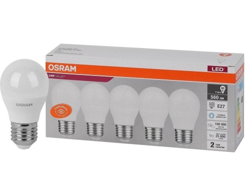 Лампа светодиодная OSRAM LED VALUE clp60 7sw/865 230v e27 (уп 5 шт) [4058075578258]