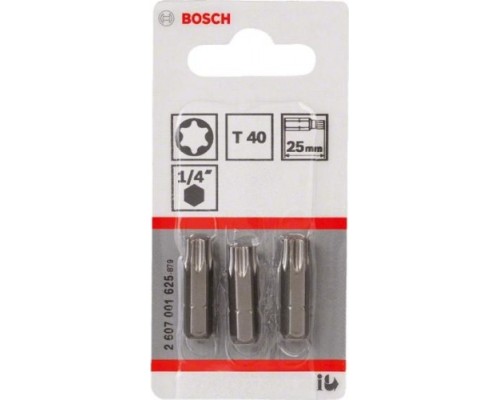 Бита для заворачивания BOSCH Extra Hard 25 мм T40 3шт [2607001625]