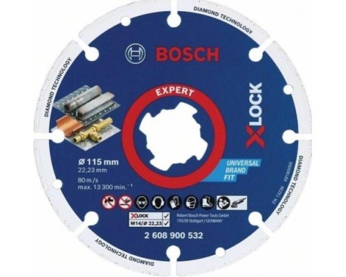 Алмазный диск для резки металла BOSCH X-LOCK 115х22.2 мм EXPERT [2608900532]